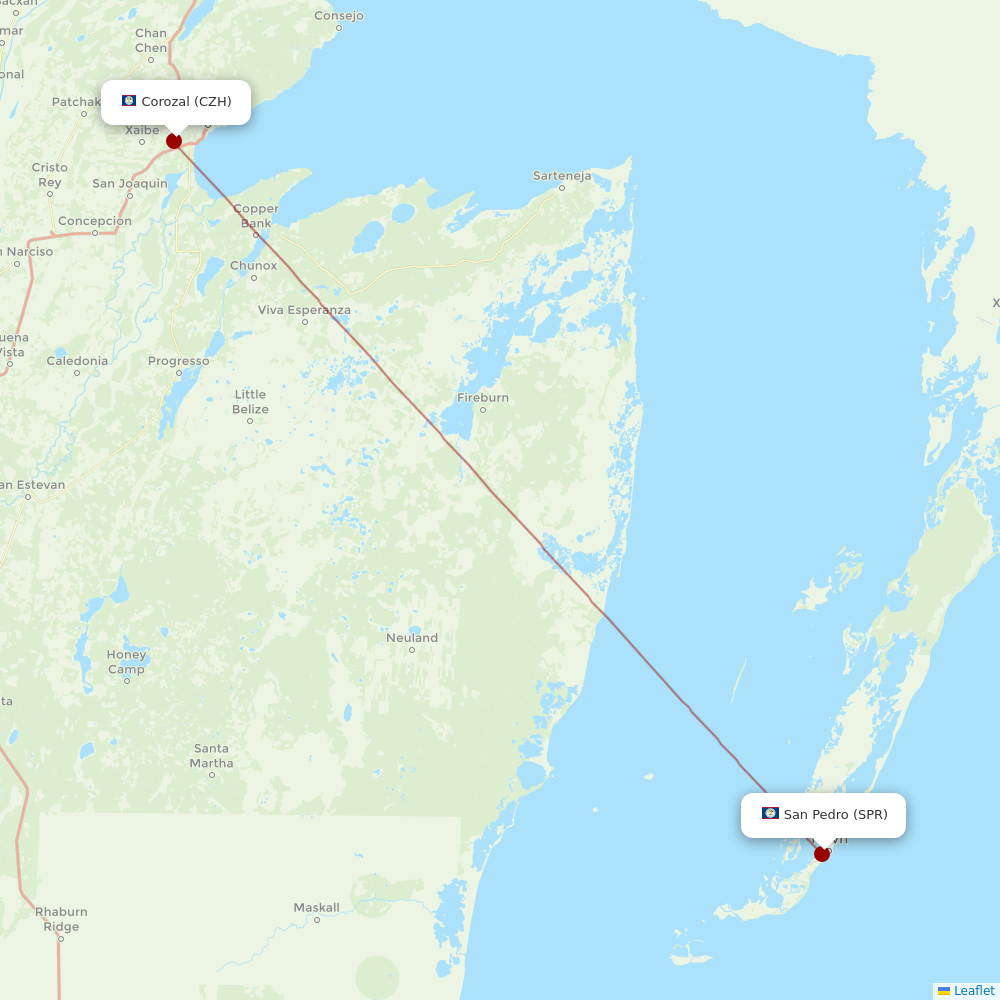 Tropic Air at CZH route map