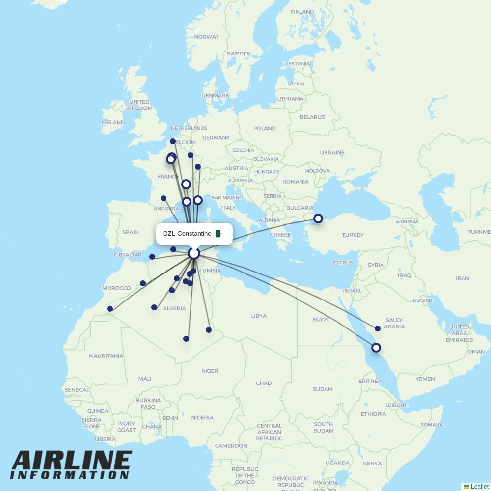 Air Algerie routes from CZL