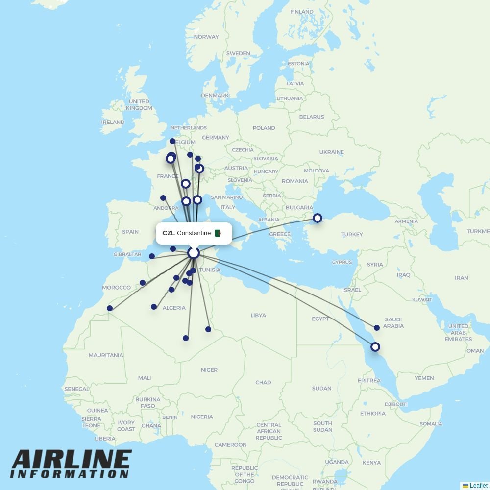 Tassili Airlines routes from CZL