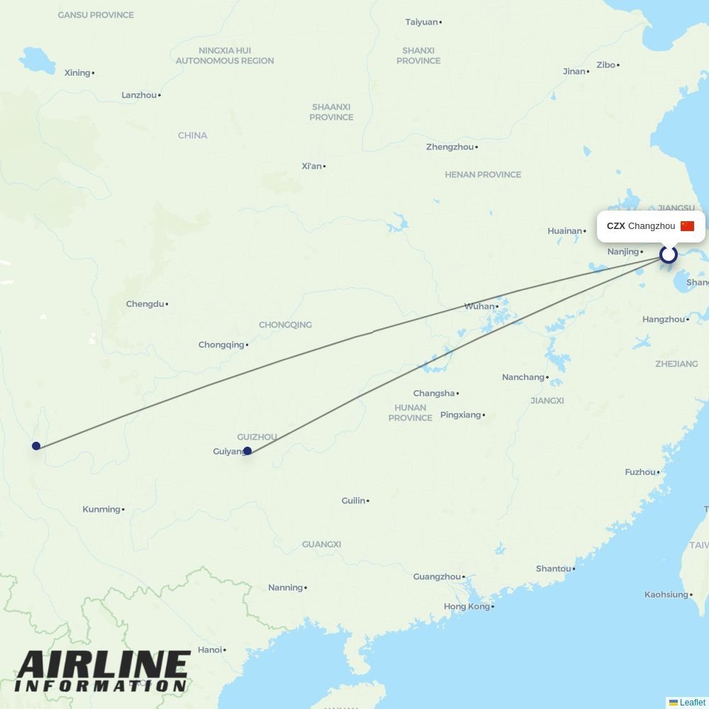 Ruili Airlines routes from CZX