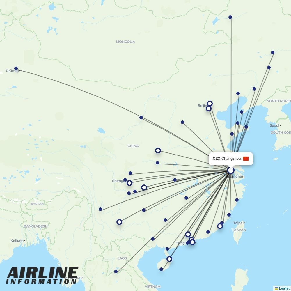 XiamenAir routes from CZX