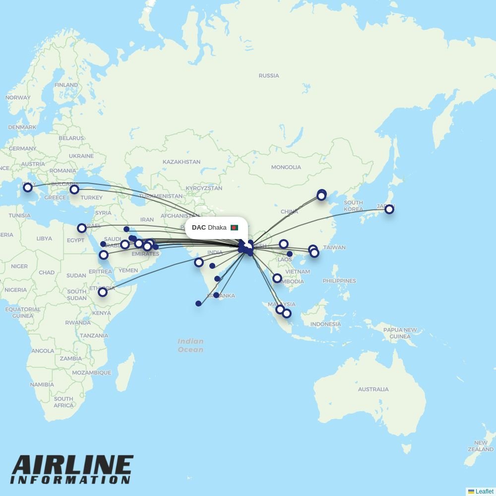 Biman routes from DAC