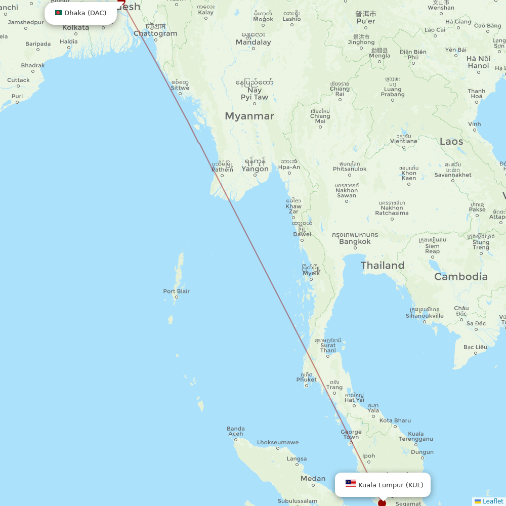 Batik Air Malaysia at DAC route map