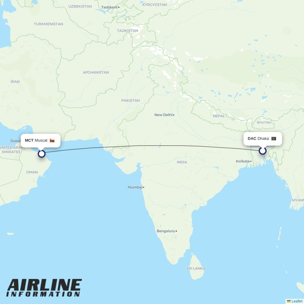 Salam Air routes from DAC