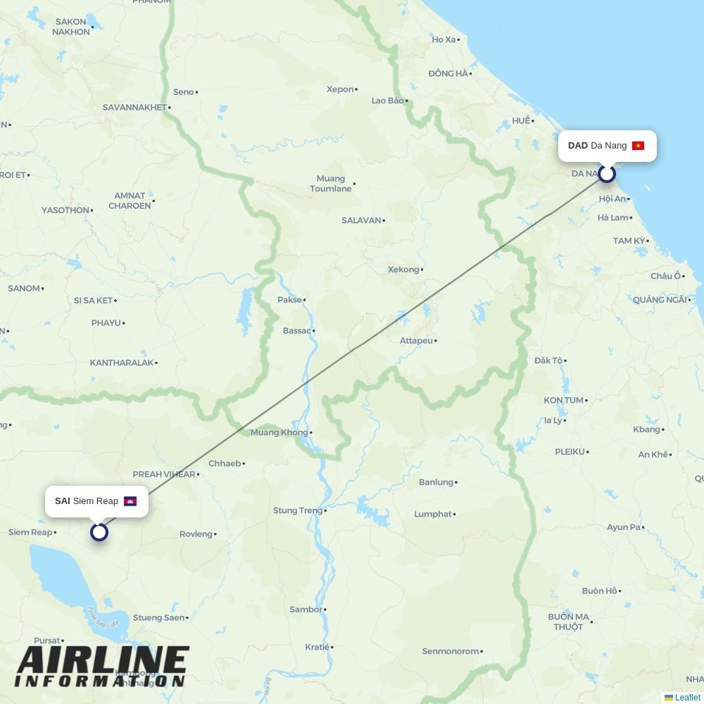 Air Cambodia routes from DAD