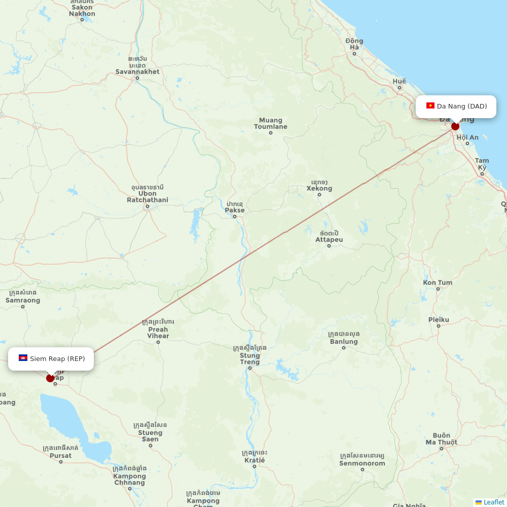 Cambodia Angkor Air at DAD route map
