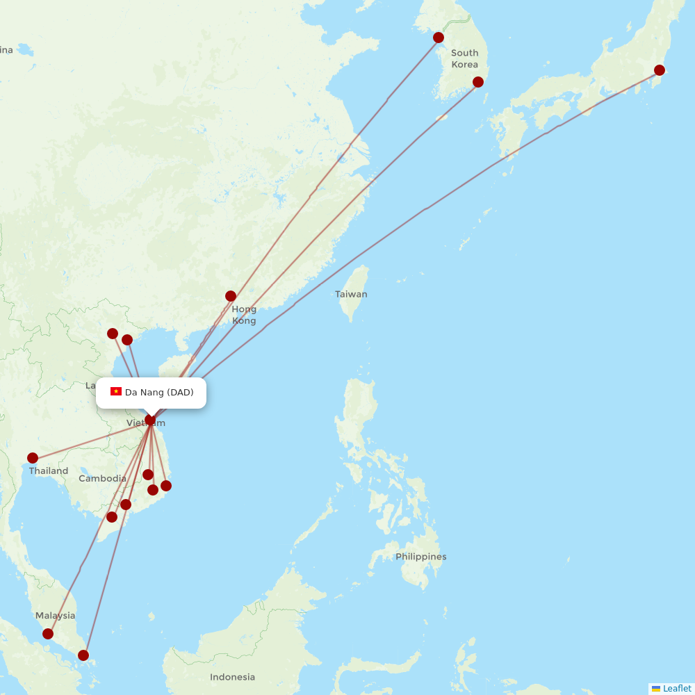Vietnam Airlines at DAD route map