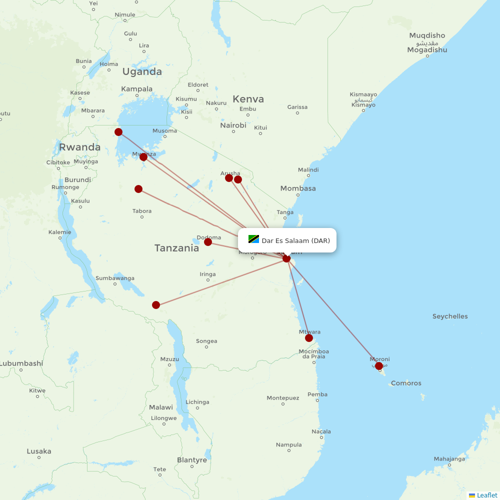 Precision Air at DAR route map