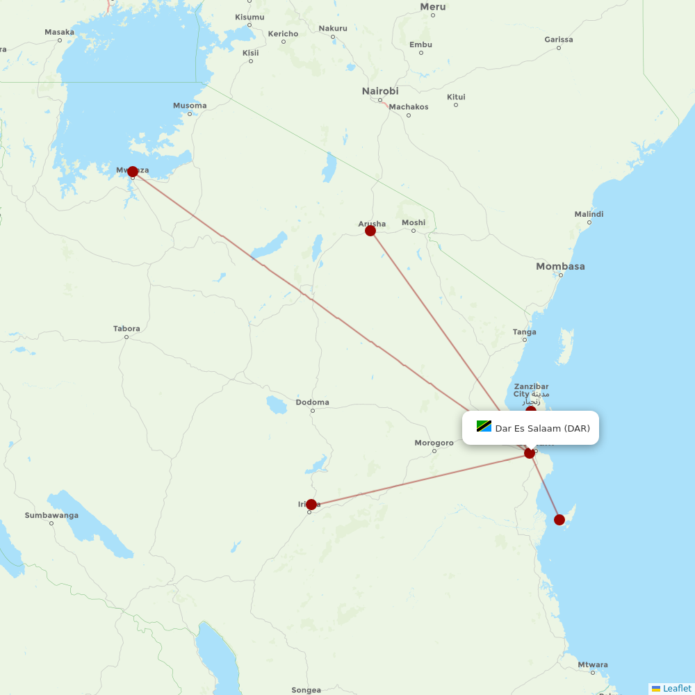 Auric Air at DAR route map