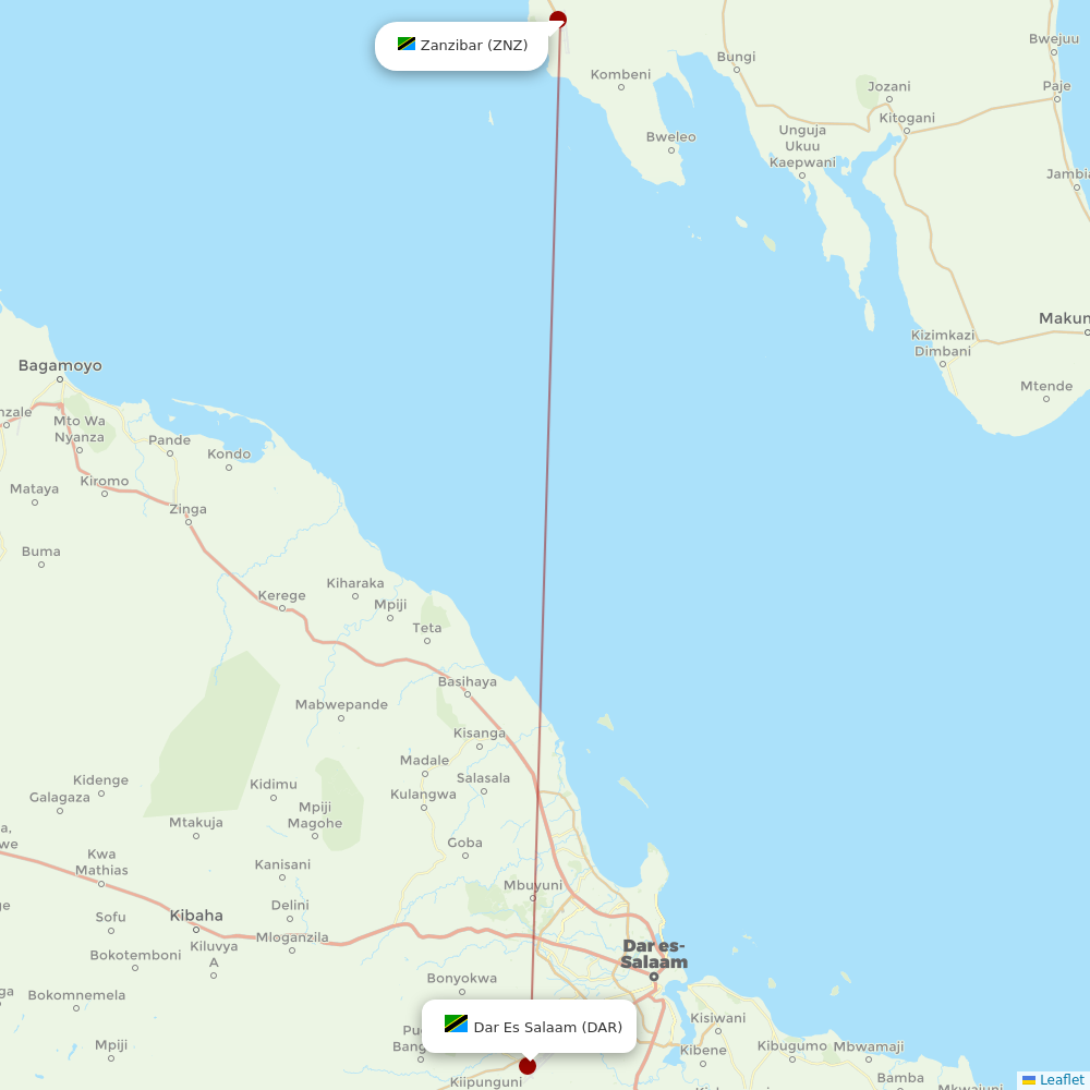 HOP!-REGIONAL at DAR route map