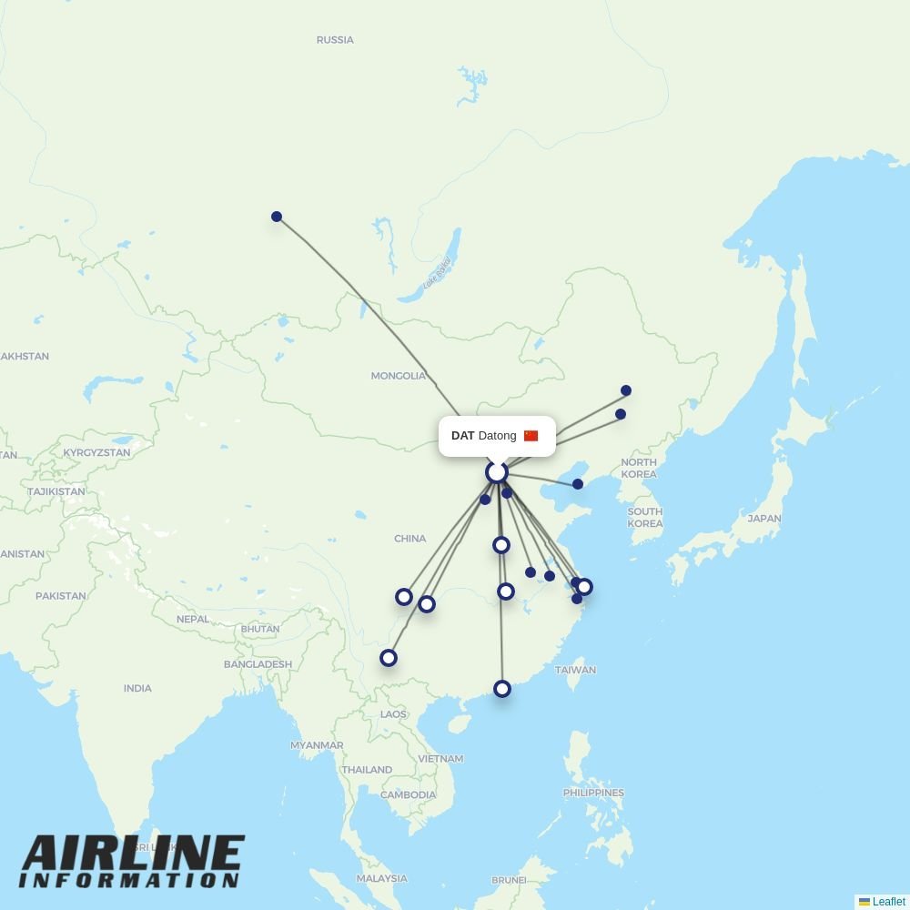 Juneyao Airlines routes from DAT