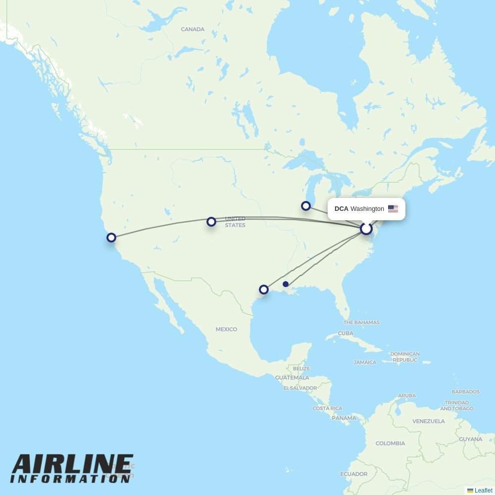 United routes from DCA