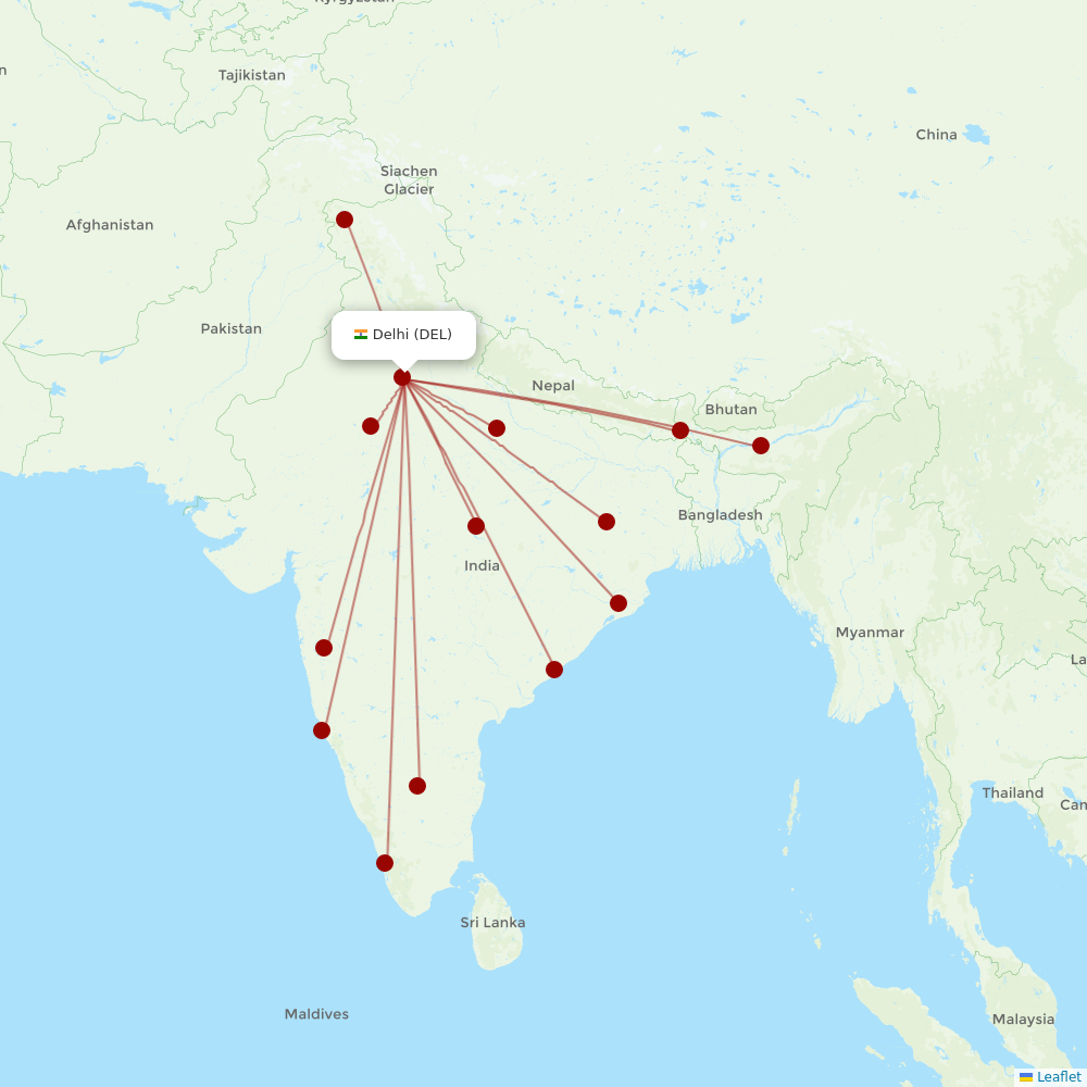 AirAsia India at DEL route map