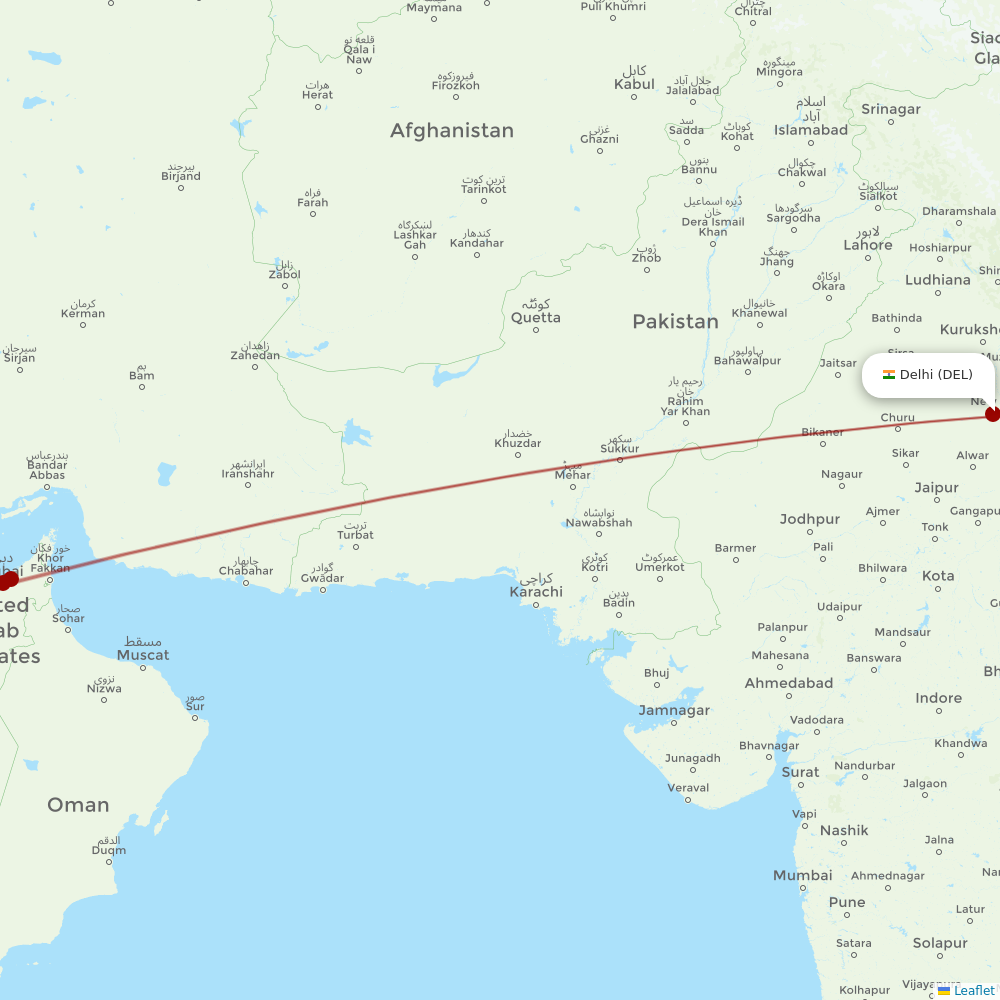 Air India Express at DEL route map