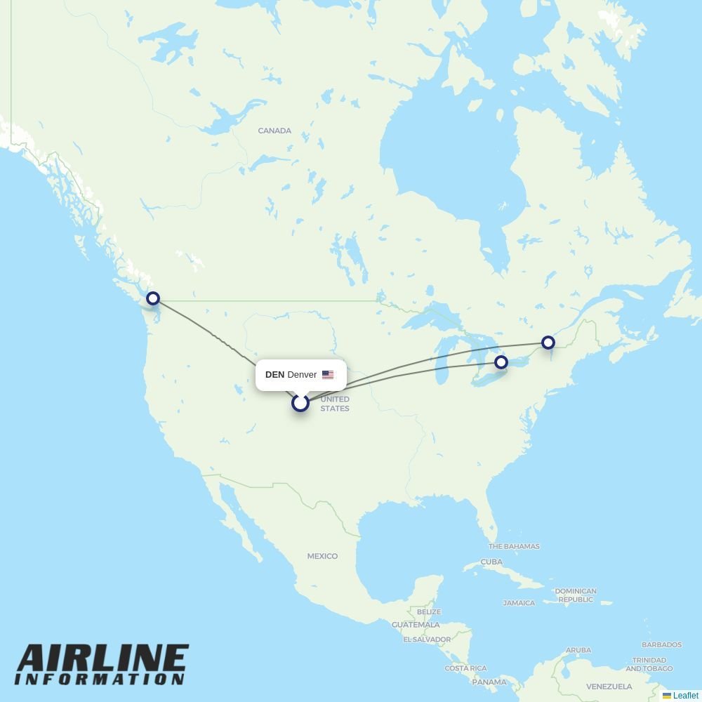 Air Canada routes from DEN