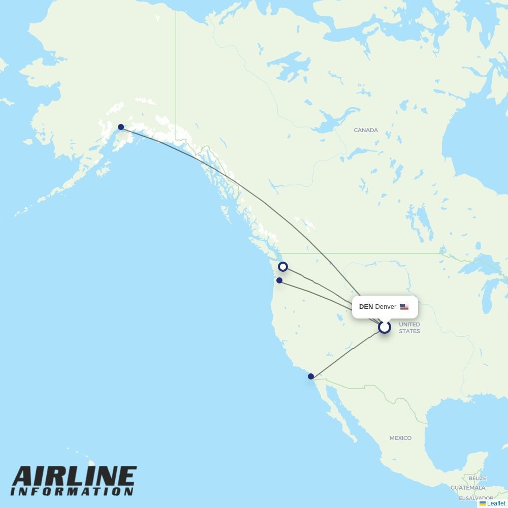 Alaska Airlines routes from DEN