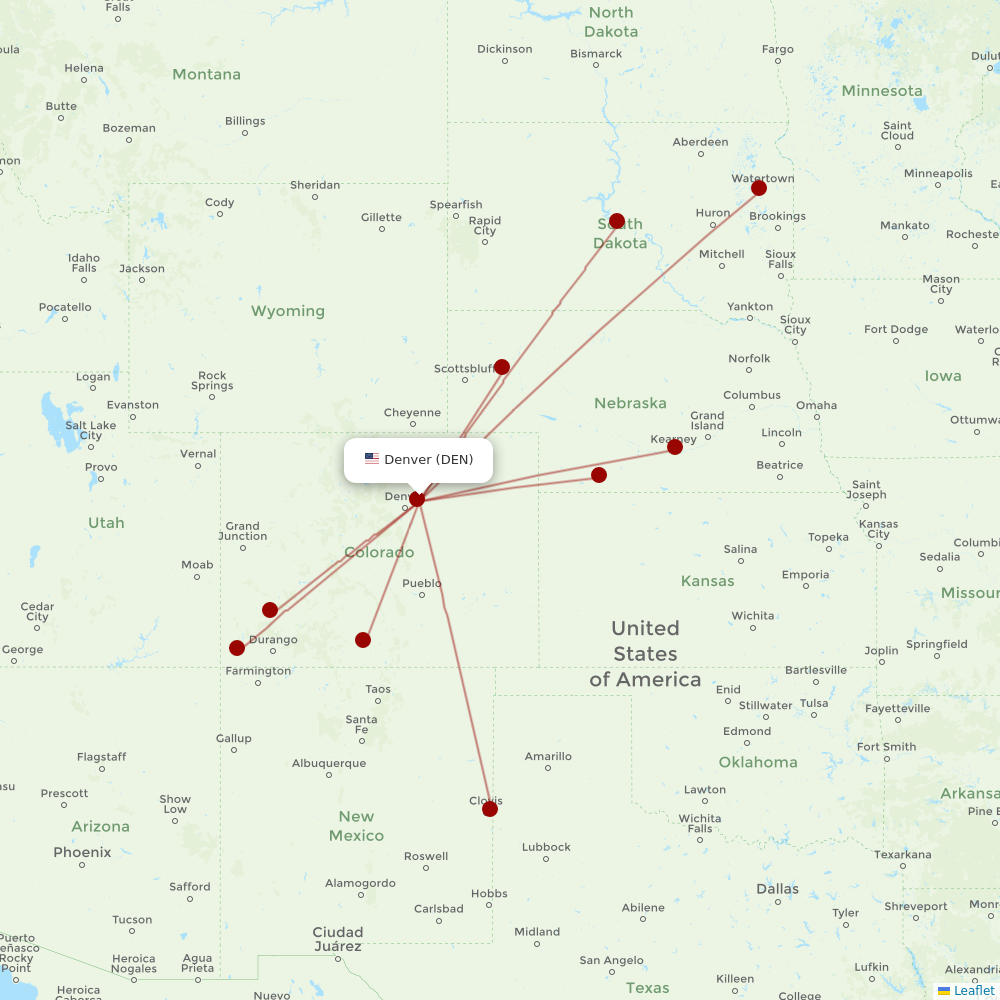 Key Lime Air at DEN route map