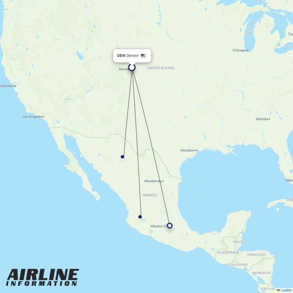 Volaris routes from DEN