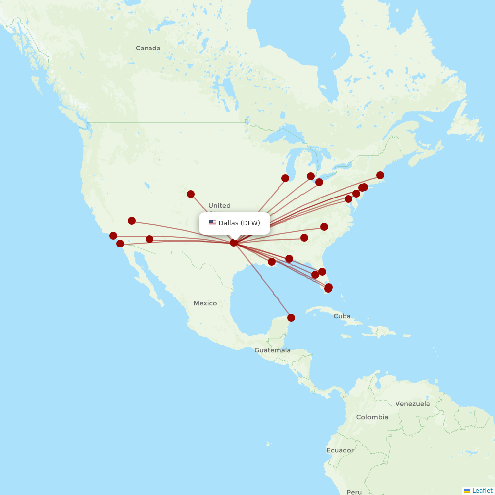 Spirit at DFW route map