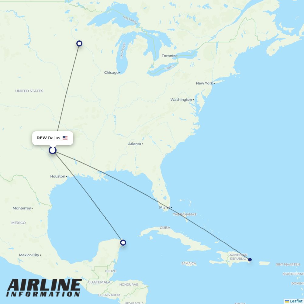 Sun Country Airlines routes from DFW