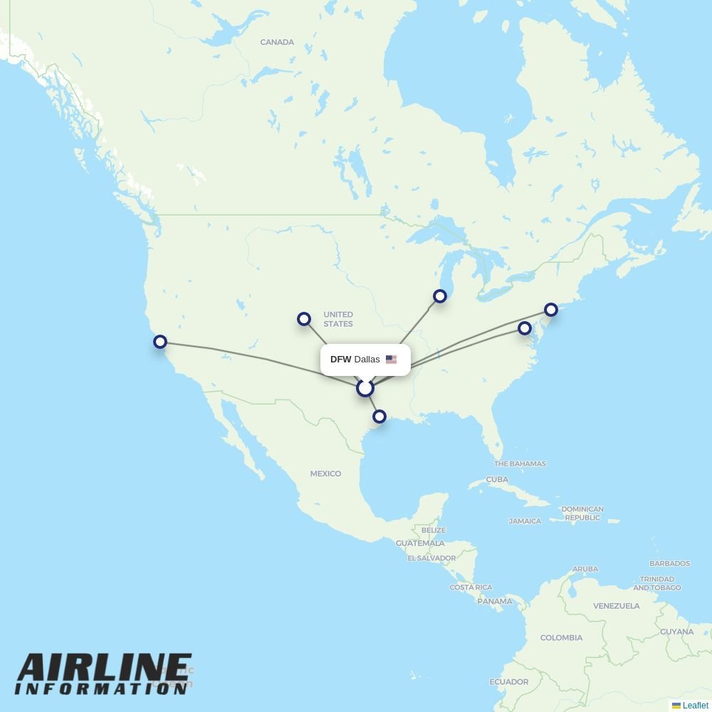 United routes from DFW