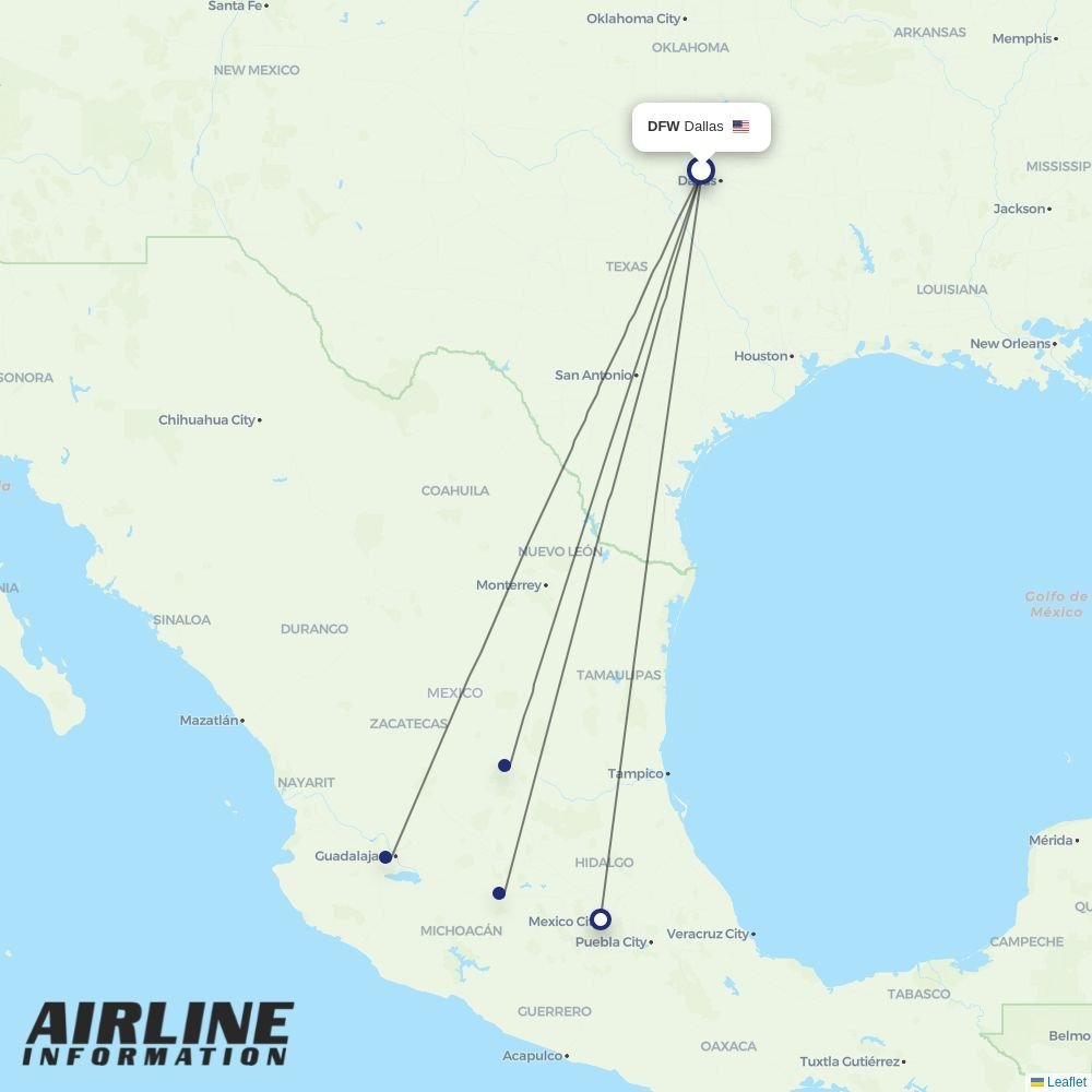 Volaris routes from DFW
