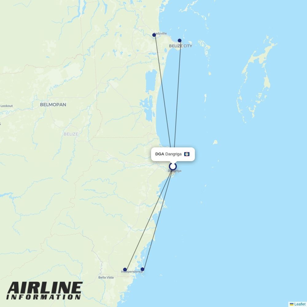 Tropic Air routes from DGA