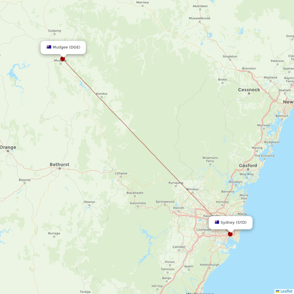 FlyPelican at DGE route map