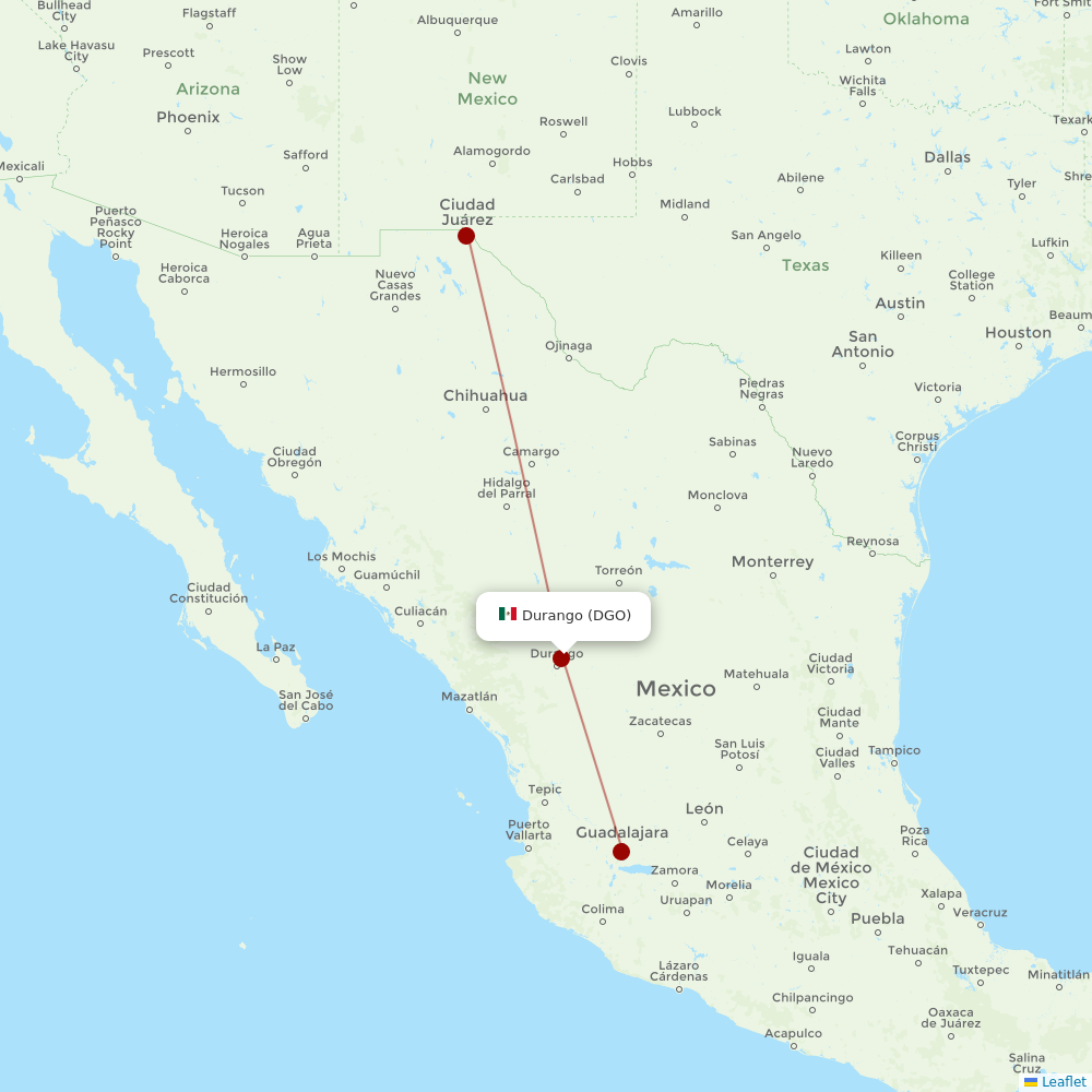 TAR Aerolineas at DGO route map