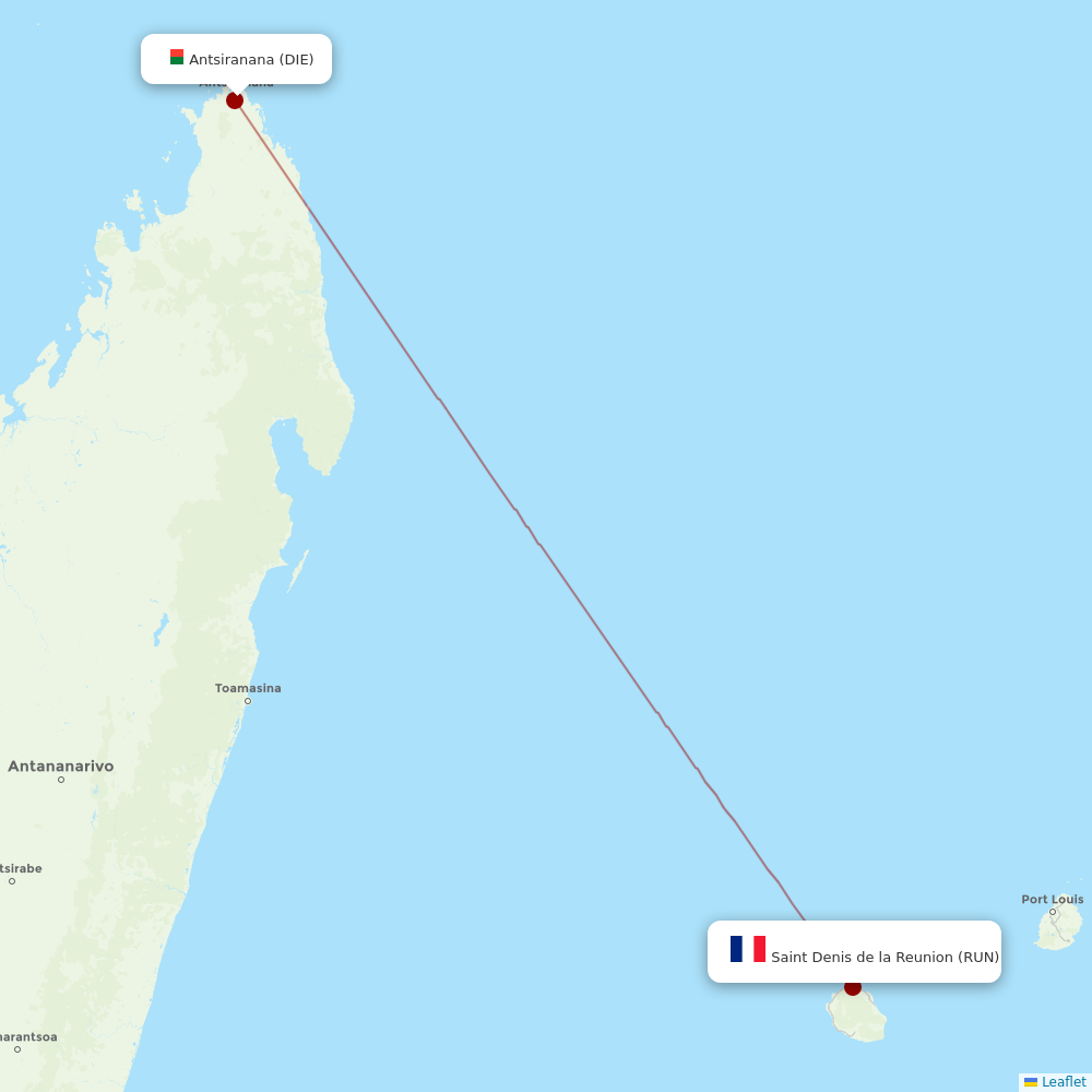 Air Austral at DIE route map