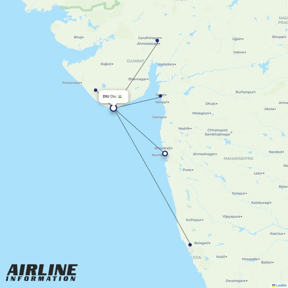 Star Air routes from DIU