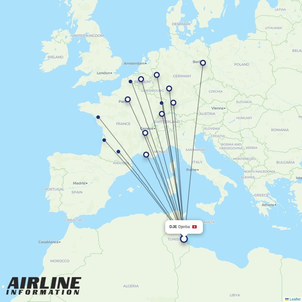 Nouvelair routes from DJE