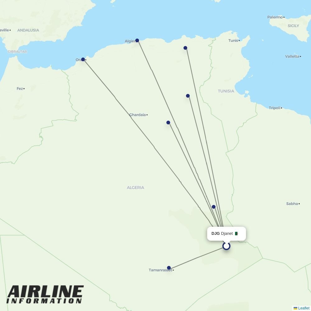 Air Algerie routes from DJG