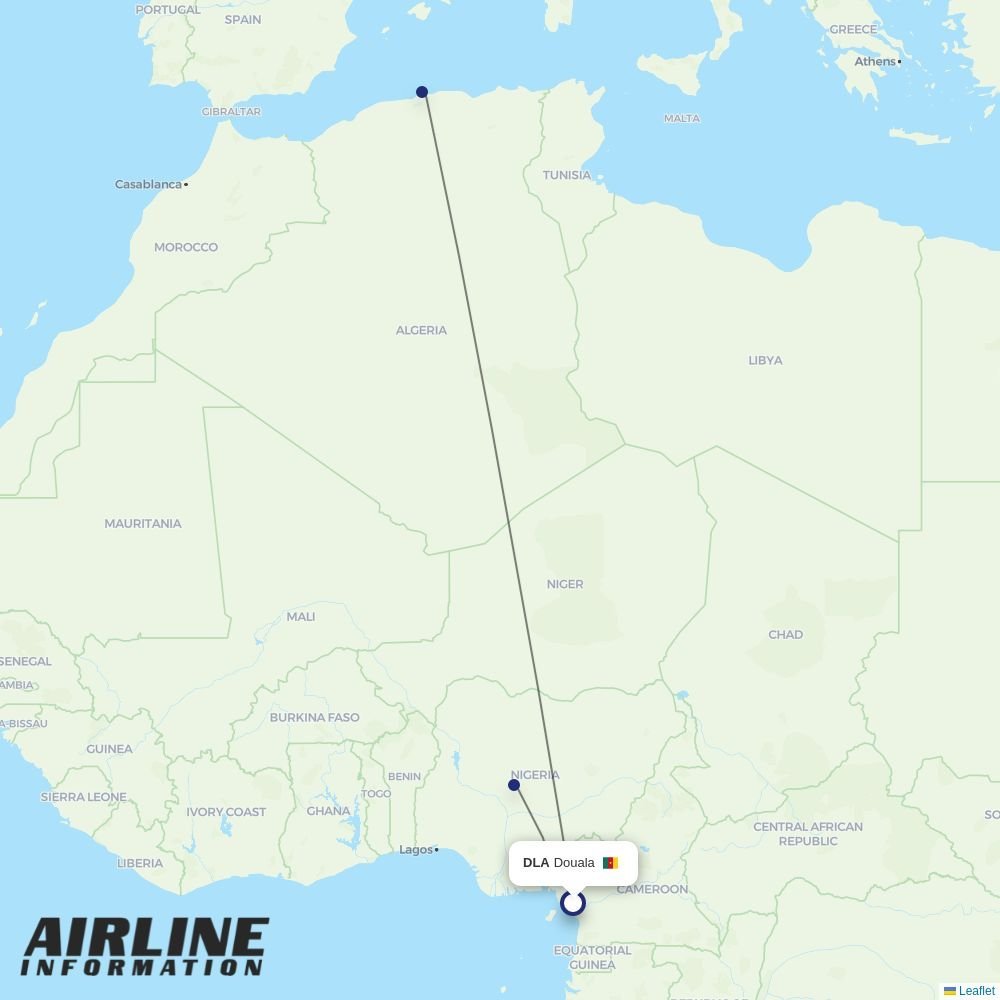 Air Algerie routes from DLA