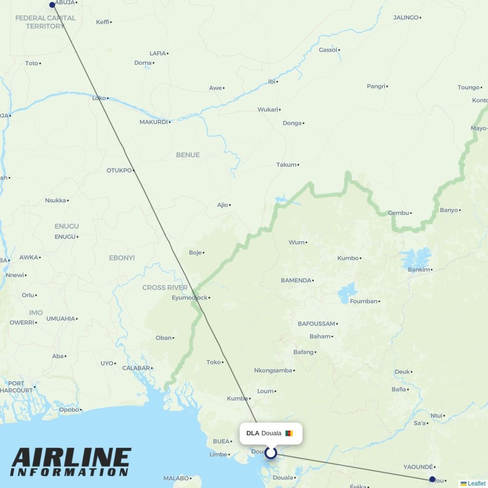 Air Cote DIvoire routes from DLA