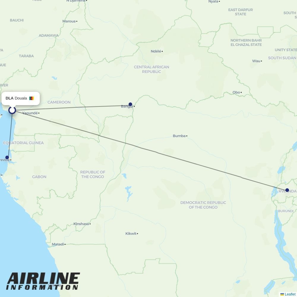 RwandAir routes from DLA