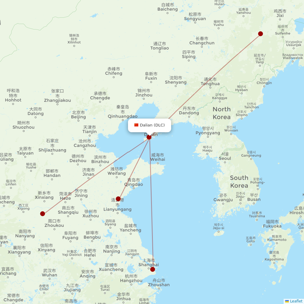 Shanghai Airlines at DLC route map
