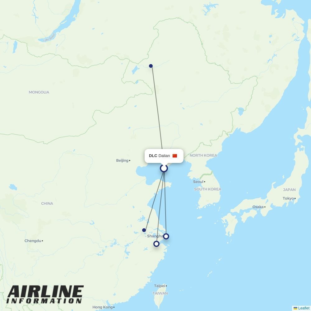 Juneyao Airlines routes from DLC