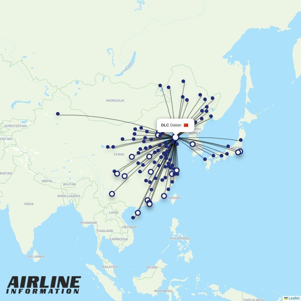 Hainan Airlines routes from DLC