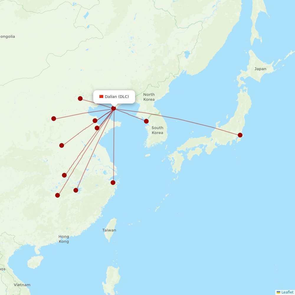 Hainan Airlines at DLC route map
