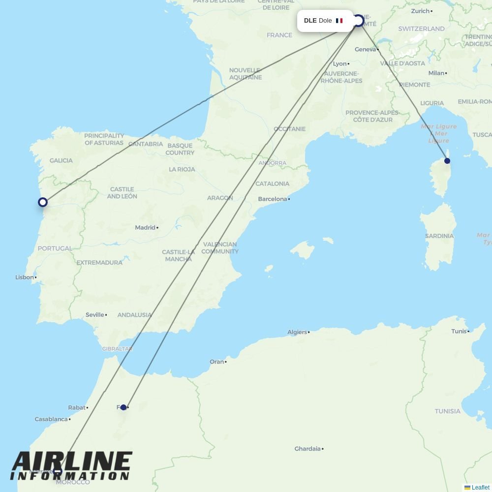 Ryanair routes from DLE