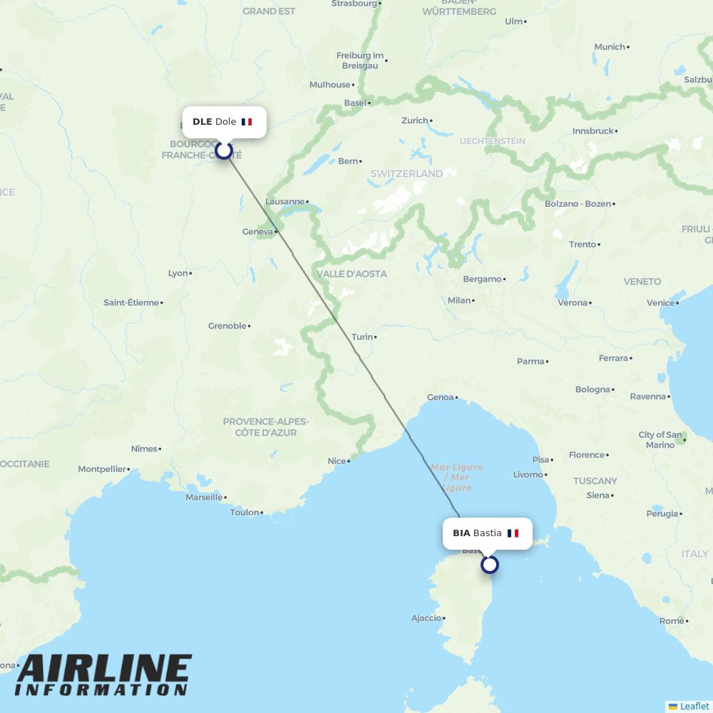 Air Corsica routes from DLE