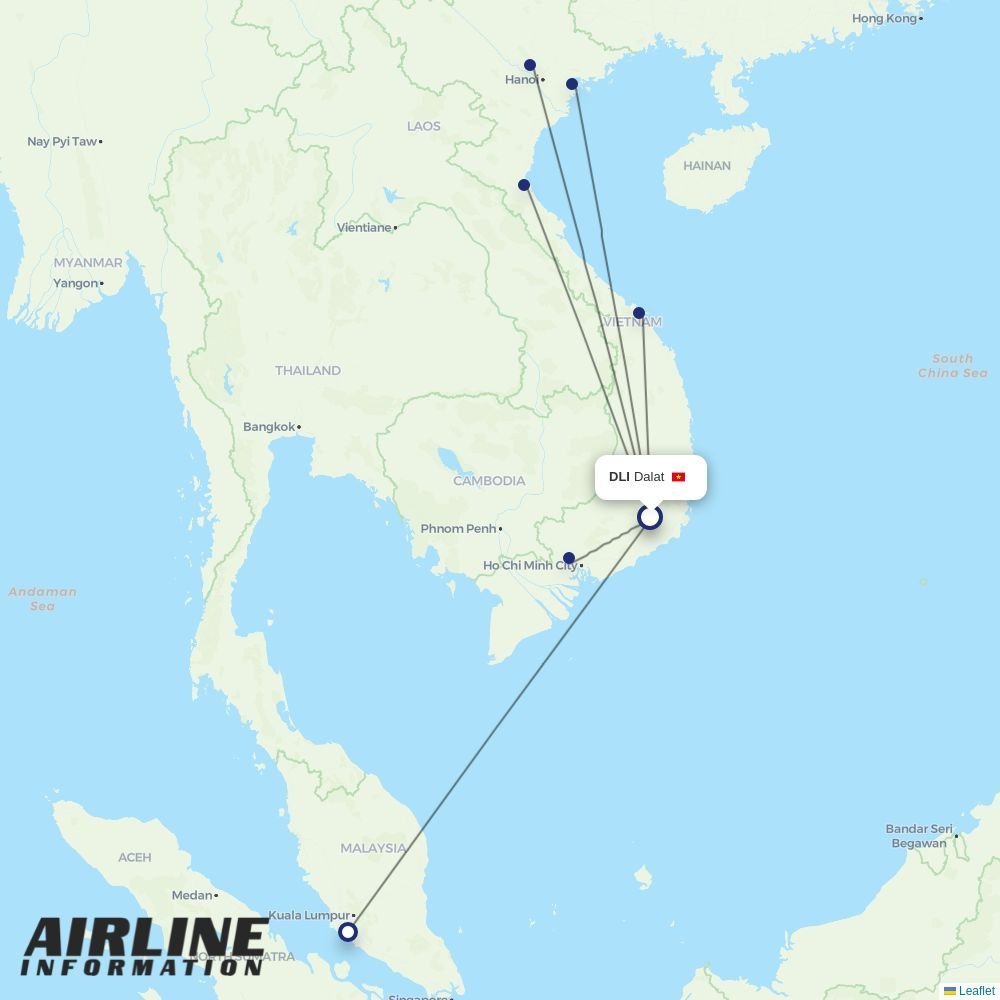 Vietnam Airlines routes from DLI