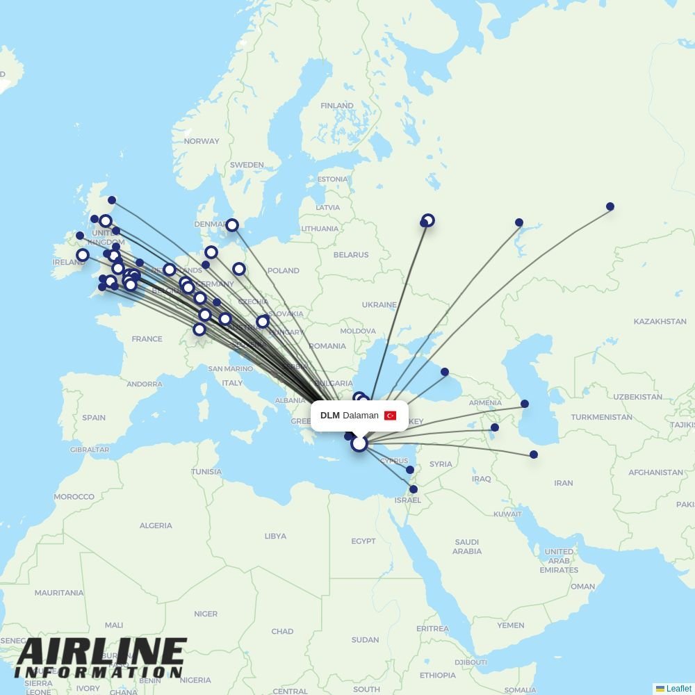 Ryanair routes from DLM