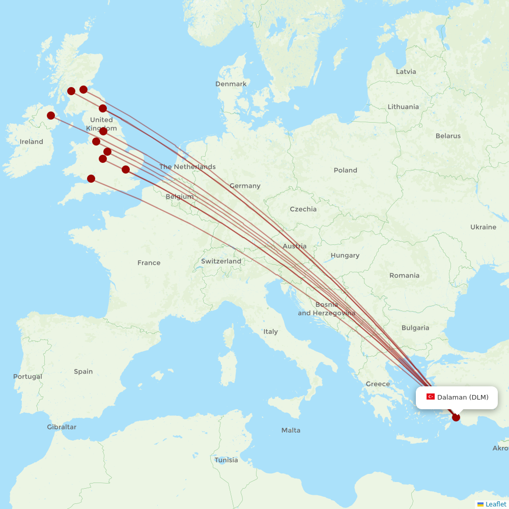 Jet2 at DLM route map