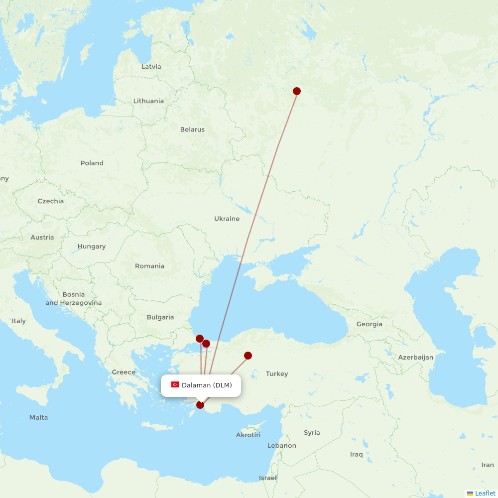 Turkish Airlines at DLM route map