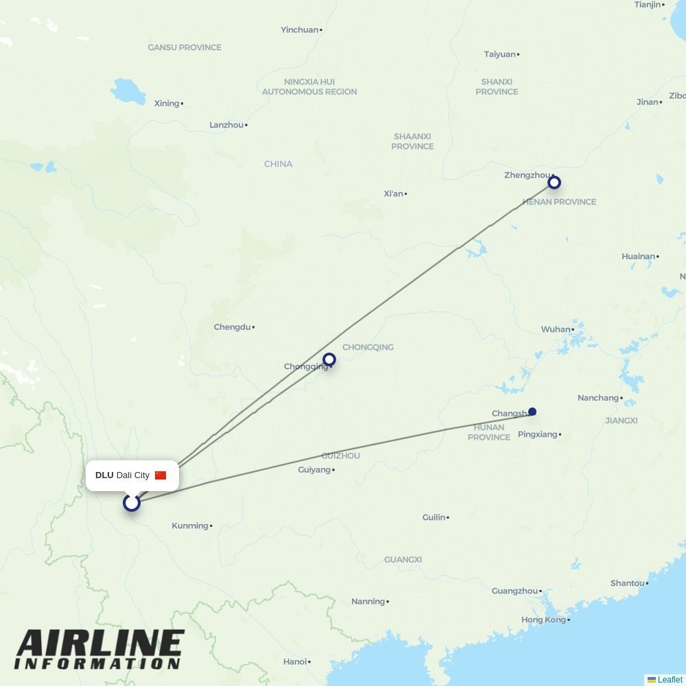 West Air (China) routes from DLU