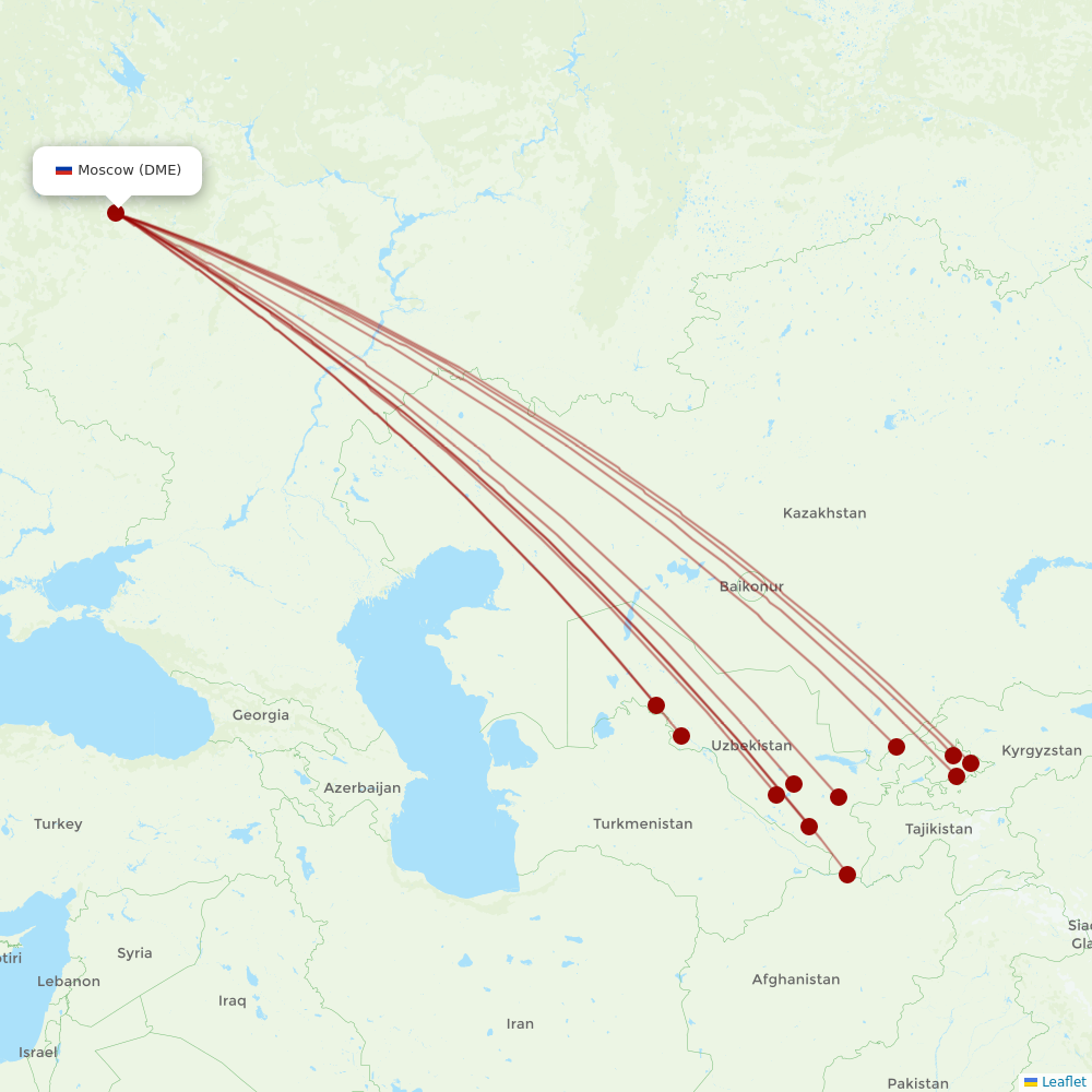 Uzbekistan Airways at DME route map