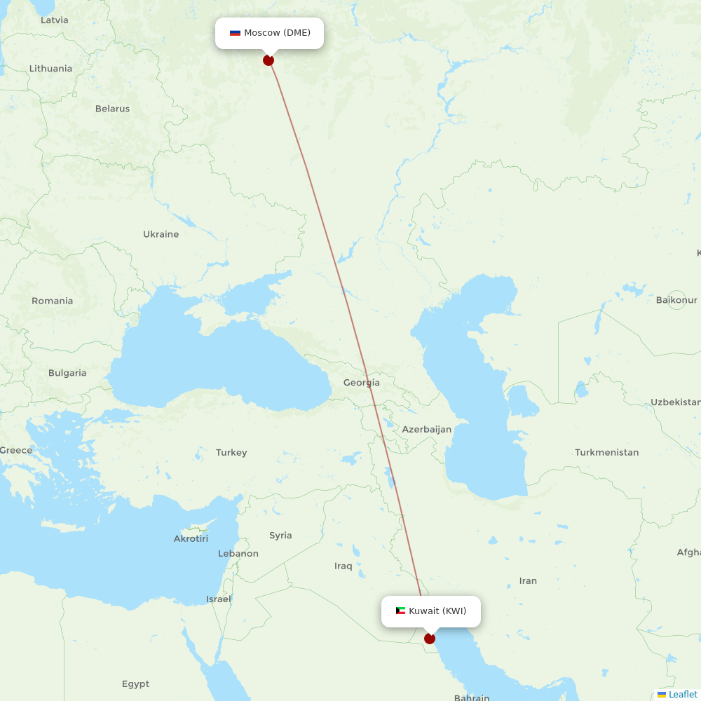 Jazeera Airways at DME route map