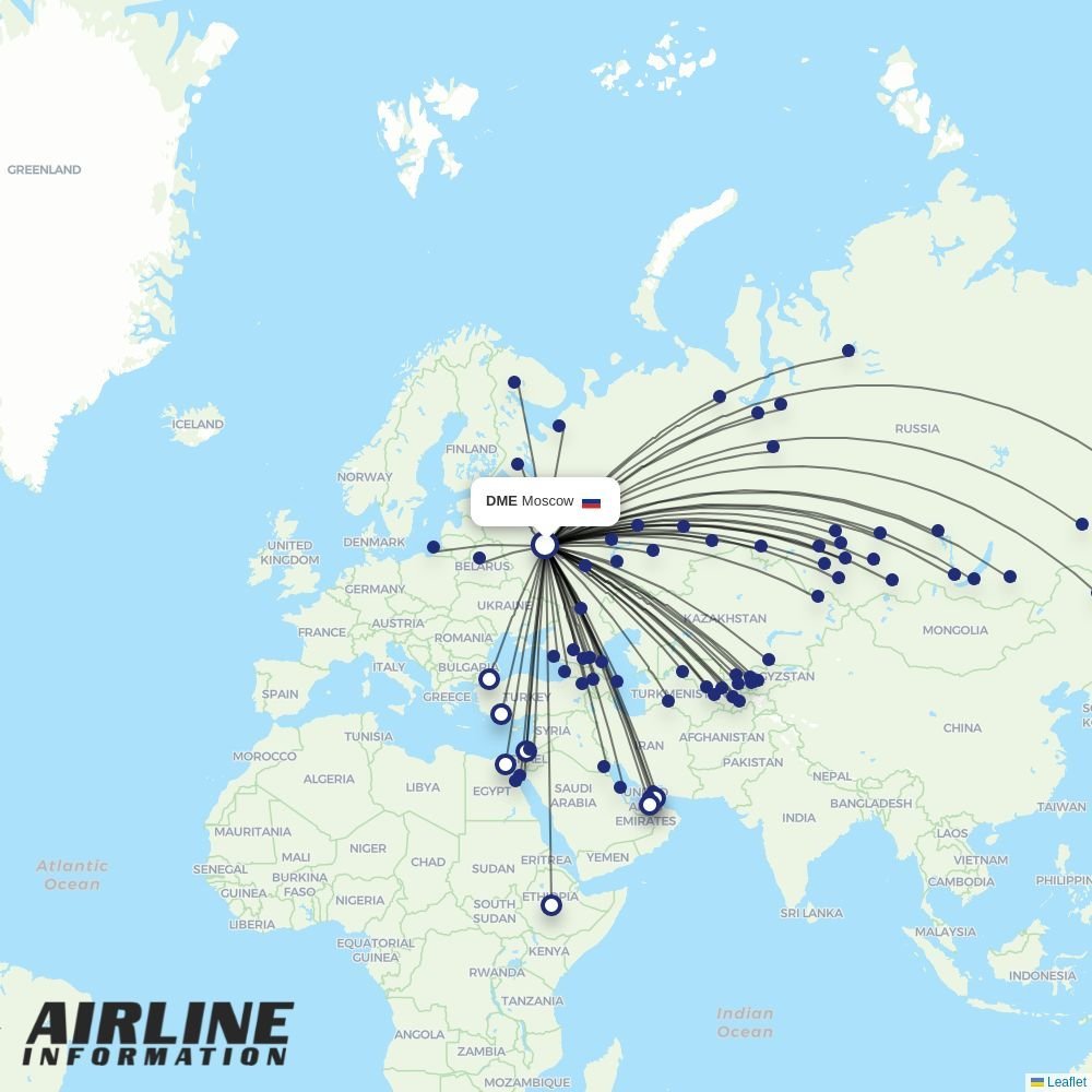 S7 Airlines routes from DME